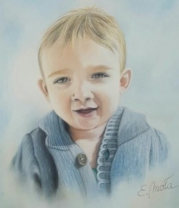 Retrato infantil. Pastel sobre papel. Tamaño: 40x40cm